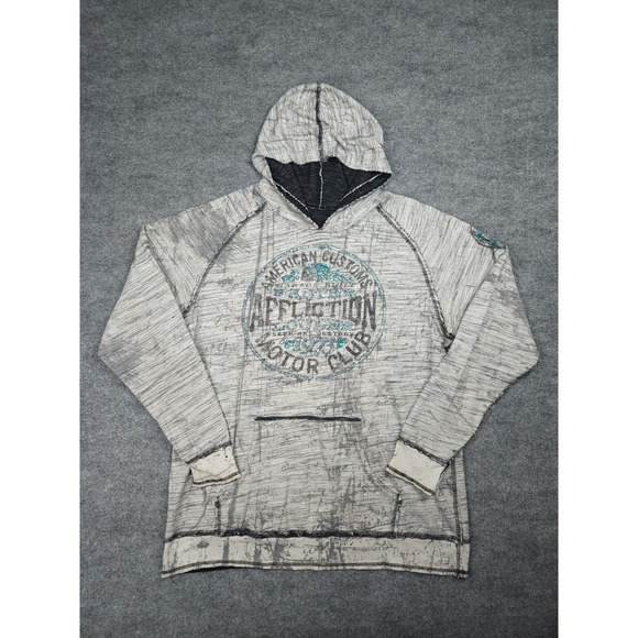 Affliction Other - Freedom Tribe Reversible Sweatshirt‎ Men's XXL Gray Graphic Motor Club Y2K